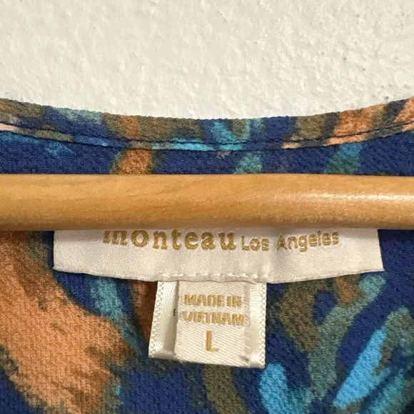 🩵Monteau Blue and Orange Floral Midi Dress🩵 - Picture 2 of 4